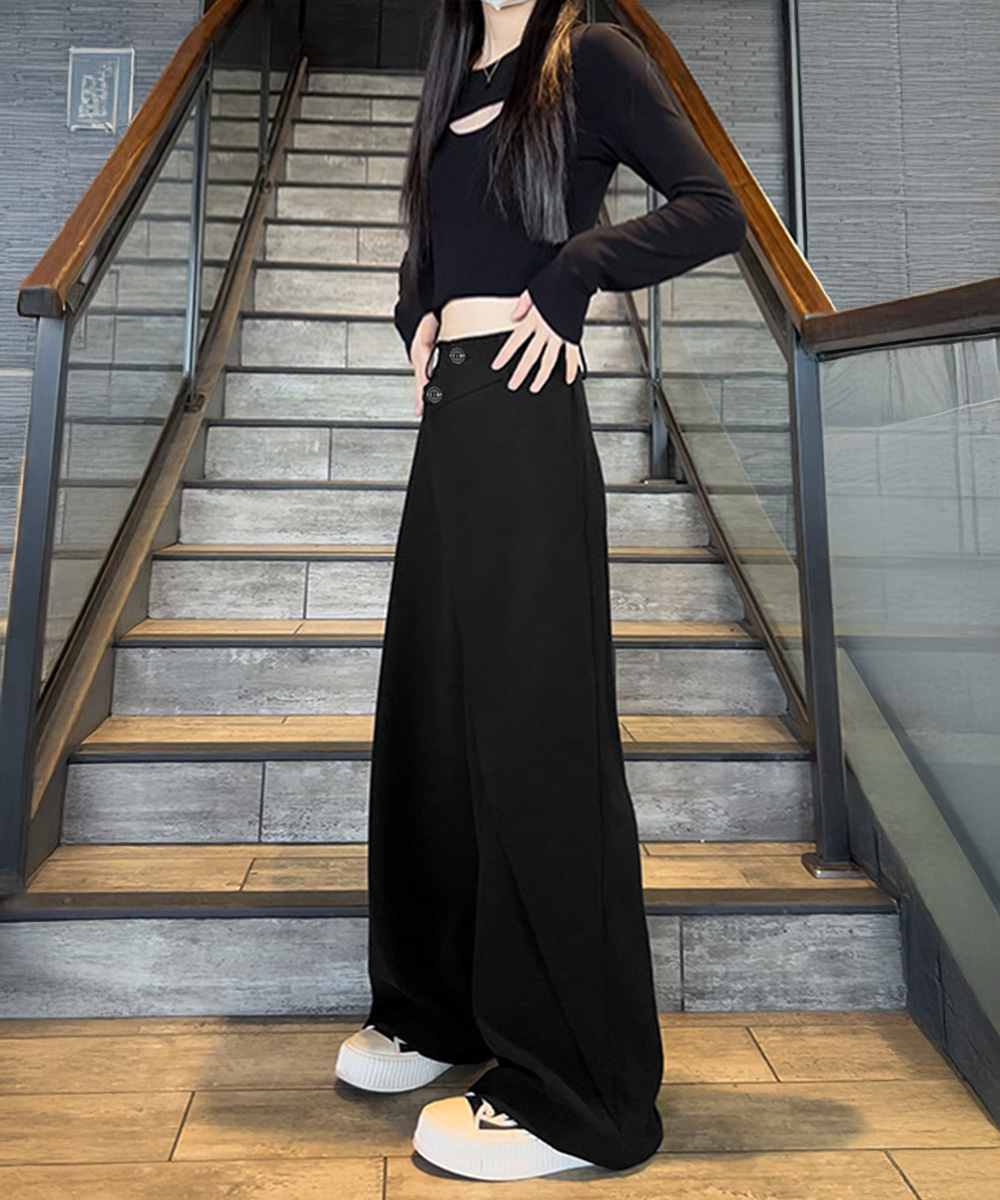 ストレートパンツ ウエストラップスラックスパンツレディース