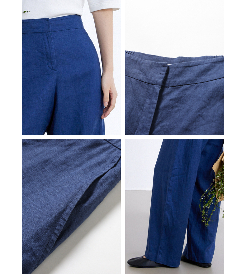 ストレートパンツ 美シルエット シンプルリネンワイドパンツ