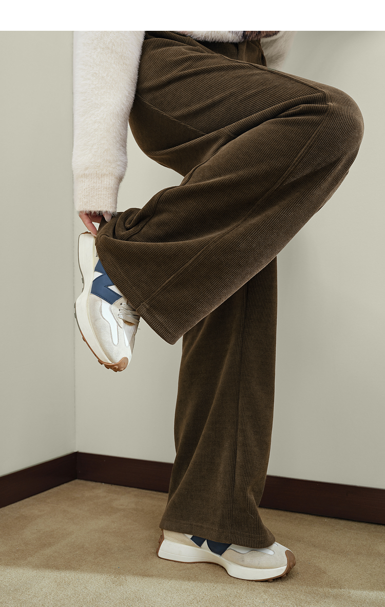 ストレートパンツ ゆったりコーデュロイワイドパンツ