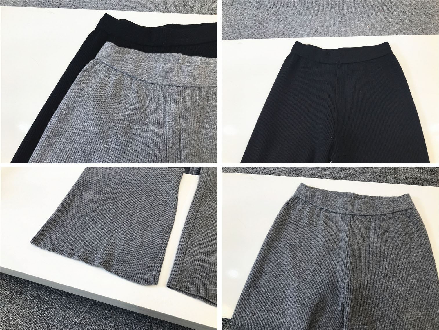 ストレートパンツ リブワイドニットパンツ 大人かわいい暖かい楽ちん