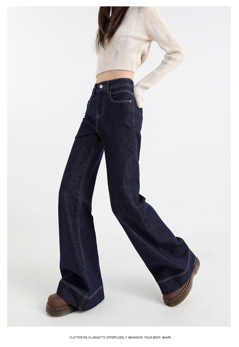 ストレートパンツ 高腰ワイドデニムスラックス