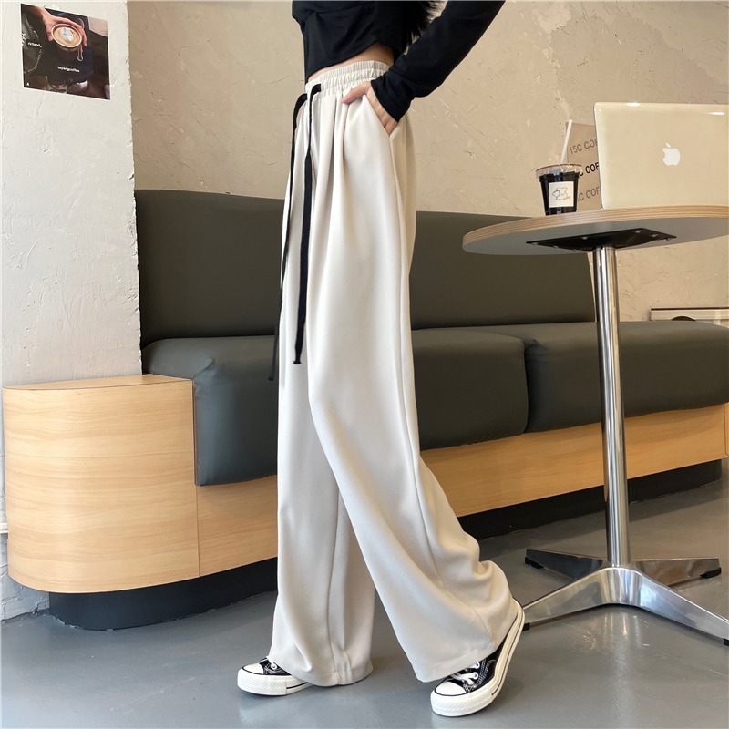 レディース ゴムウエスト ストレートパンツ 美脚 脚長効果