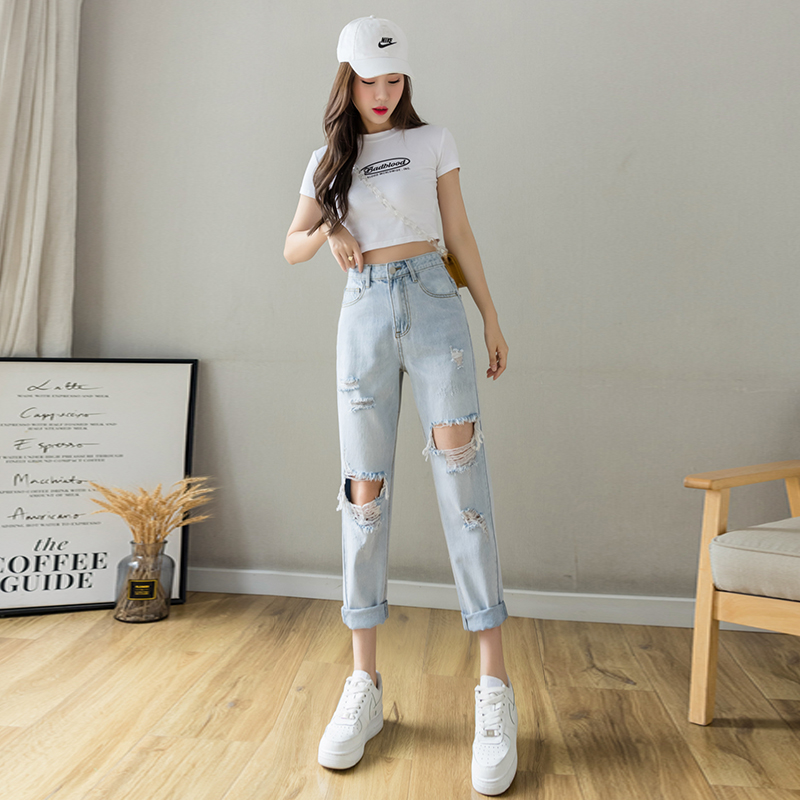 ストレートパンツ ヴィンテージ風ダメージ加工ストレートデニム