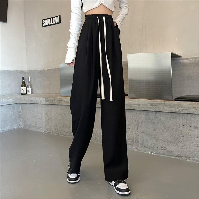 レディース ゴムウエスト ストレートパンツ 美脚 脚長効果