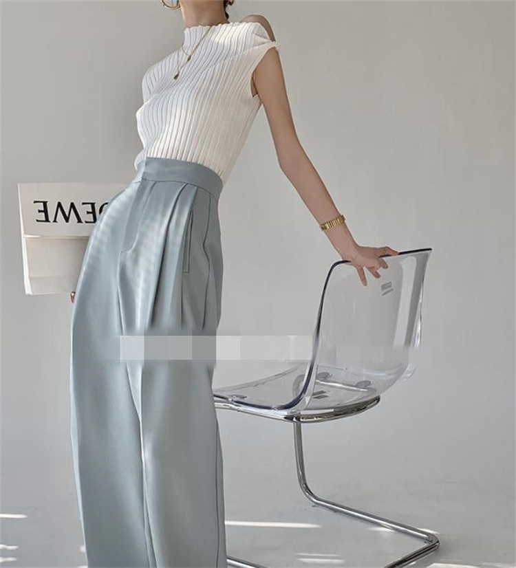 ハイウエストストレートパンツ ゆったりドレープロング丈