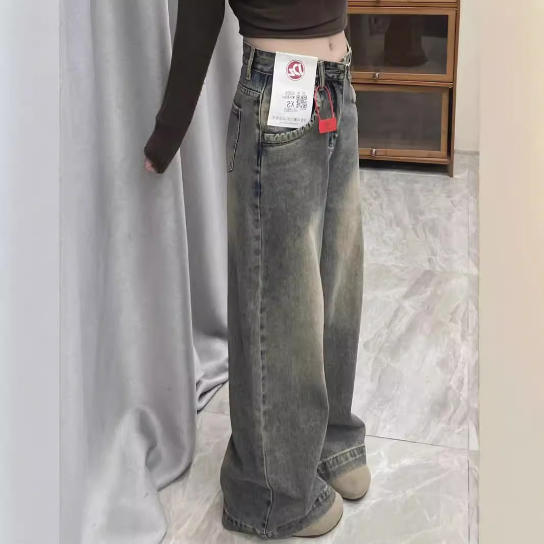 ストレートパンツ ヴィンテージ風ワイドストレートデニム