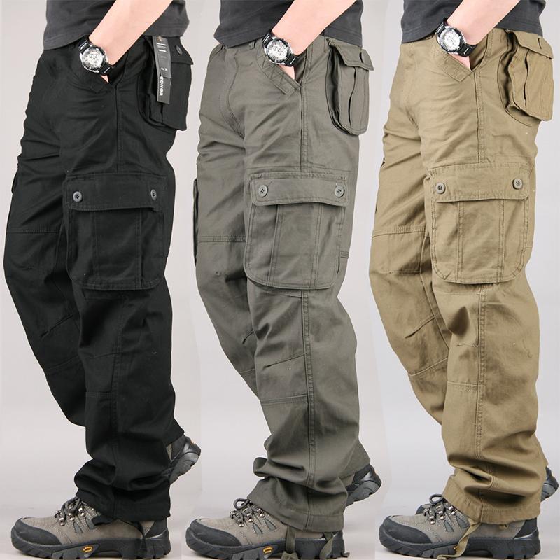 ストレートパンツ 多機能ポケット付きストレートカーゴパンツ