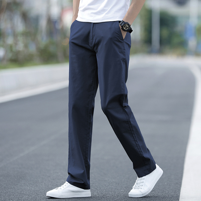 ストレートパンツ 純綿ゆったりストレートスラックス