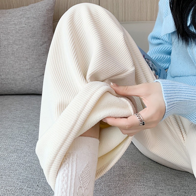 ストレートパンツ あったか起毛リブストレートパンツ