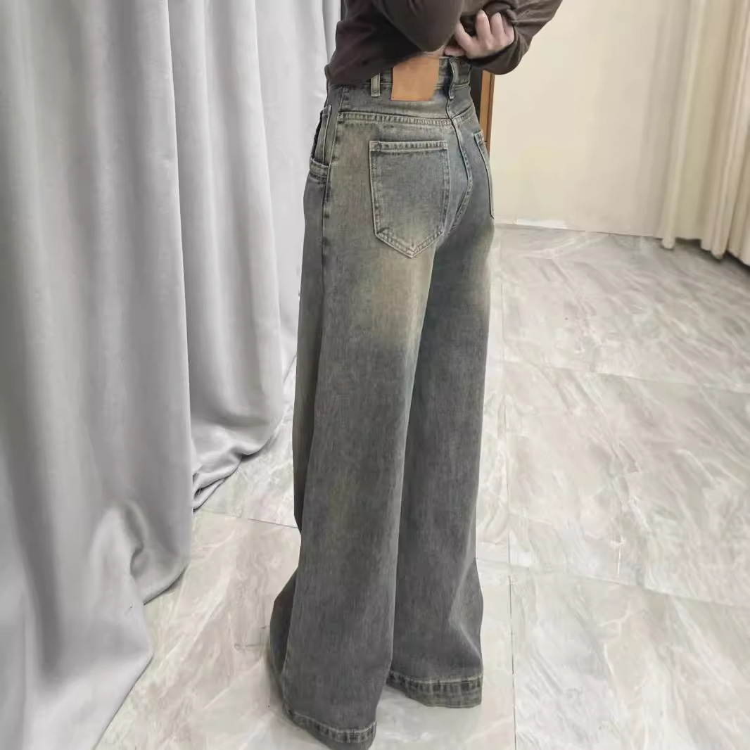 ストレートパンツ ヴィンテージ風ワイドストレートデニム