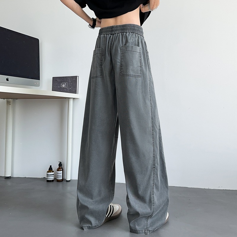 ストレートパンツ アシンメトリー切替デニムパンツ