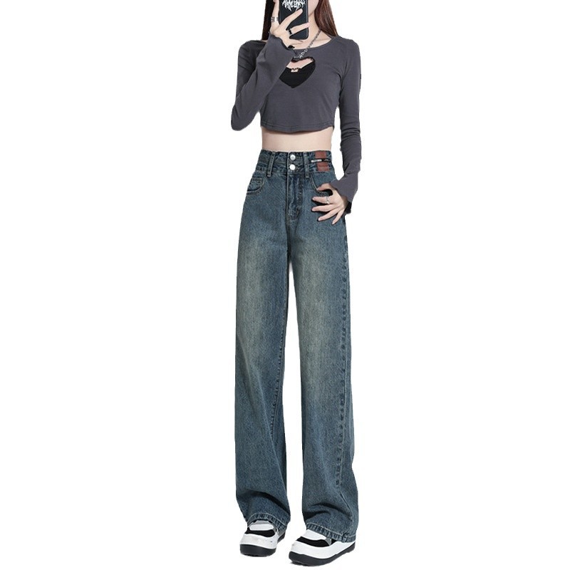 ストレートパンツ ゆったりシルエットワイドデニム