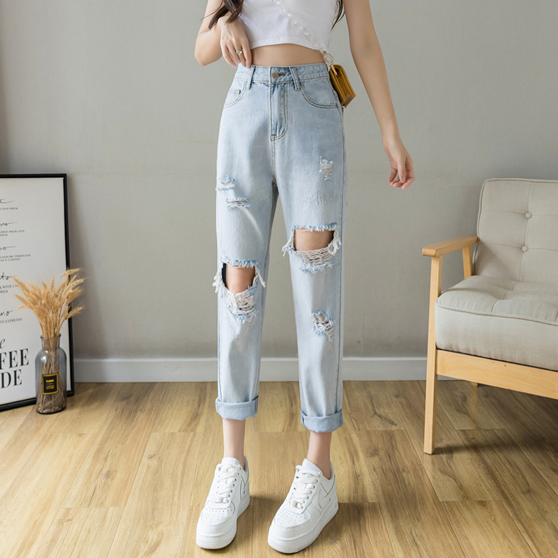 ストレートパンツ ヴィンテージ風ダメージ加工ストレートデニム