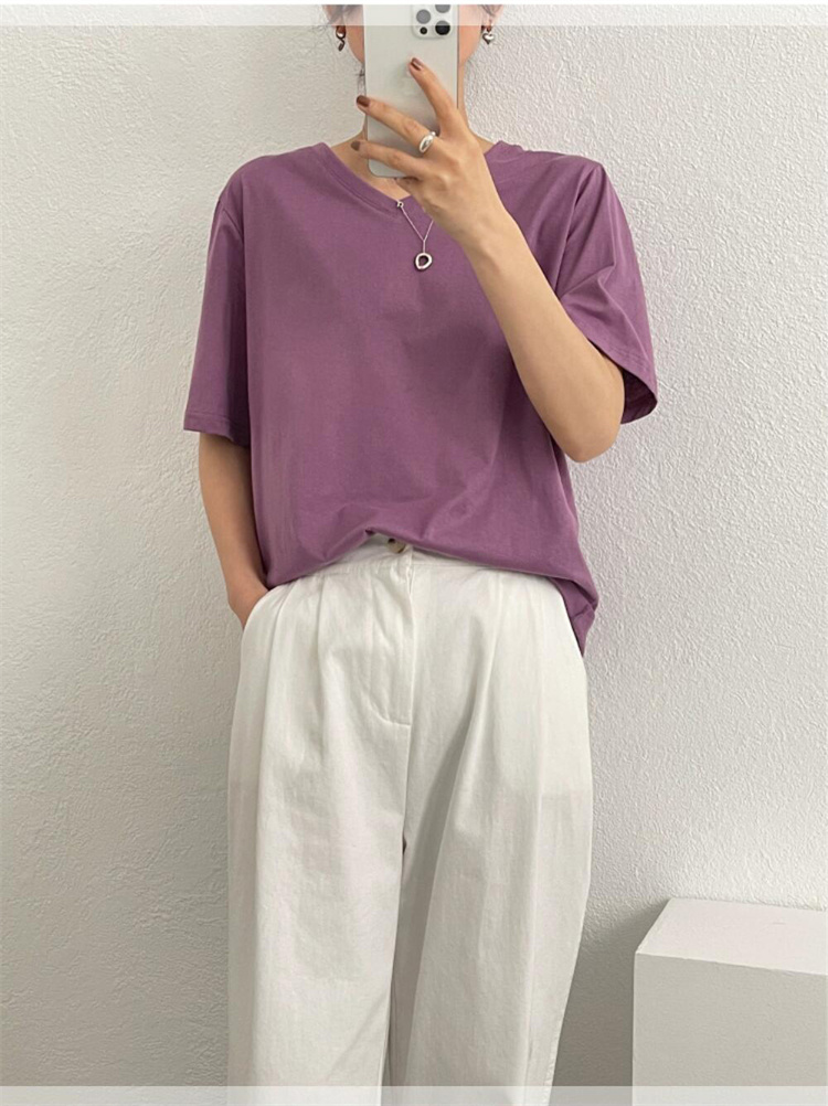 肌にやさしいコットン混ストレートパンツ