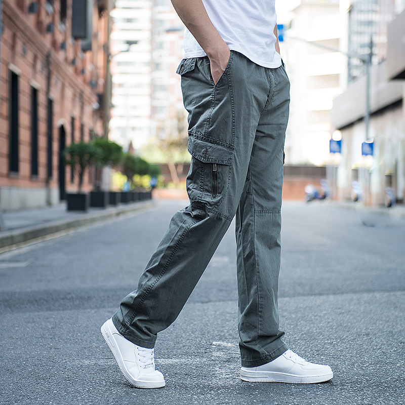ストレートパンツ 多機能ポケット付きストレートパンツ