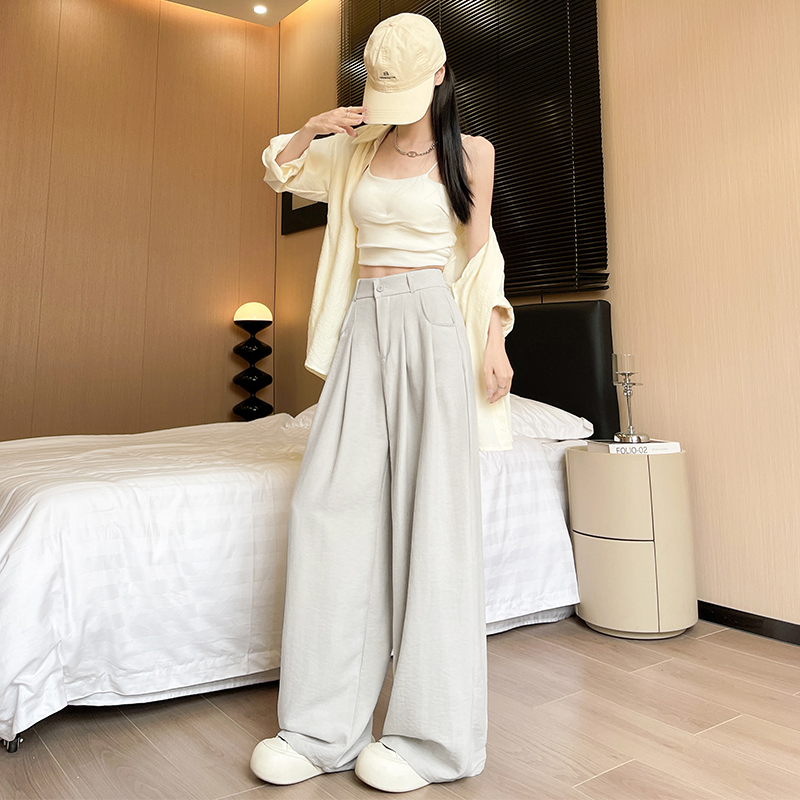 ストレートパンツ ワイドシルエット ドレープスラックス