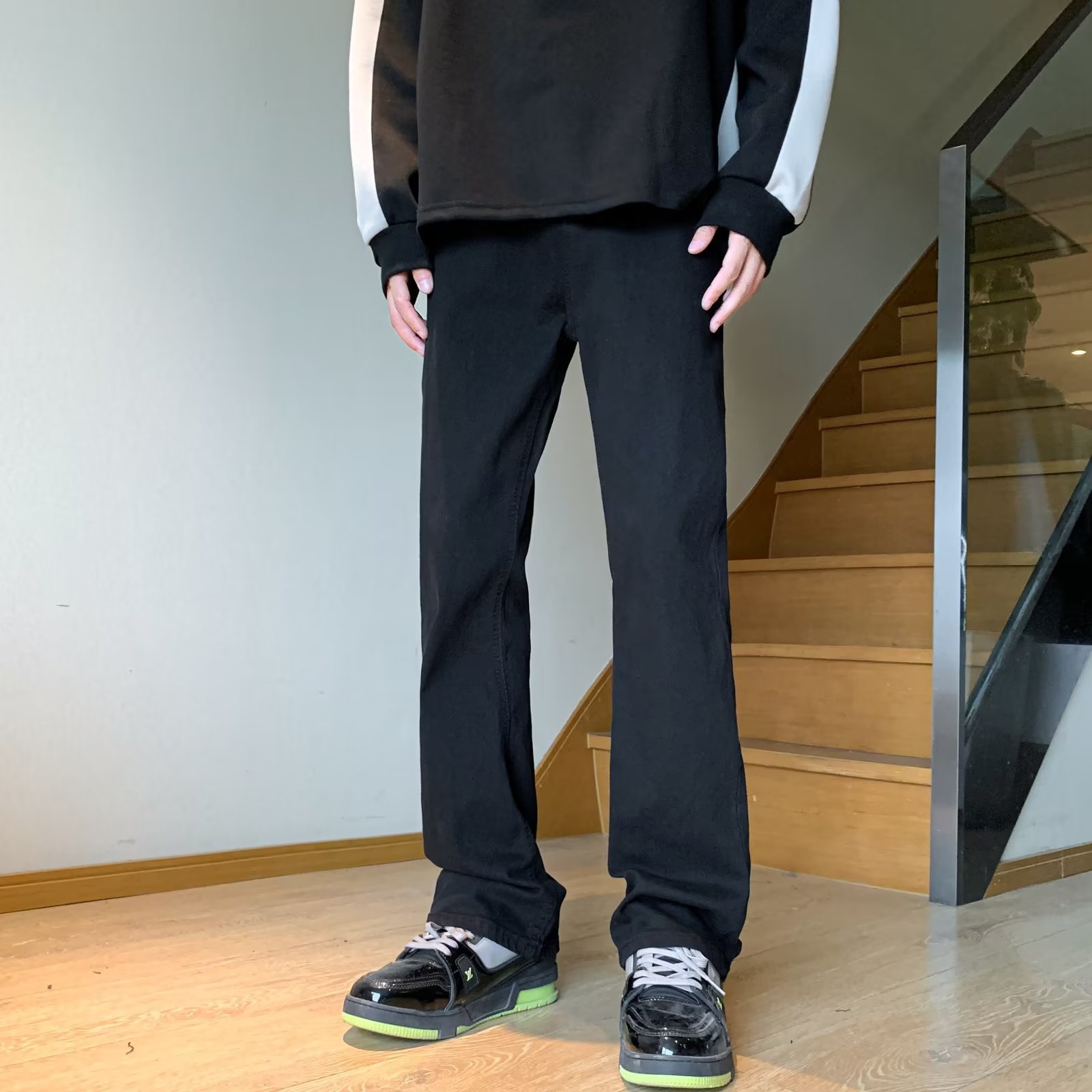 ストレートパンツ シンプルストレートデニムパンツ
