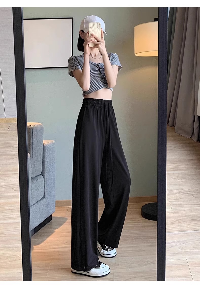 ストレートパンツ しなやかフロー ワイドスウェットパンツ
