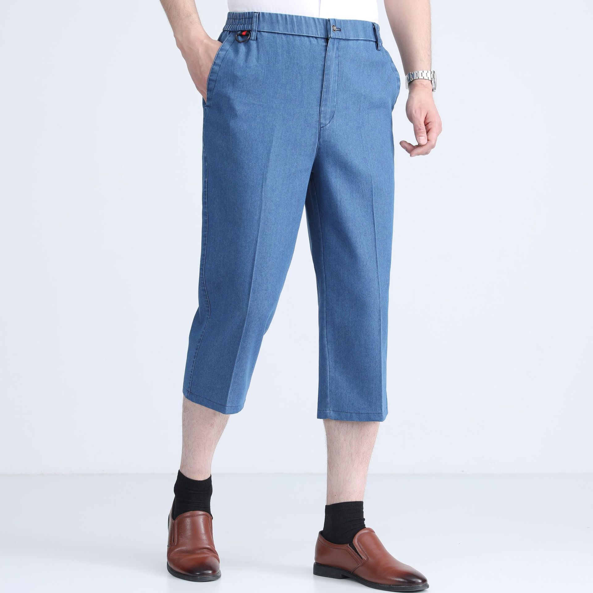 ストレートパンツ 快適七分丈ストレートパンツ