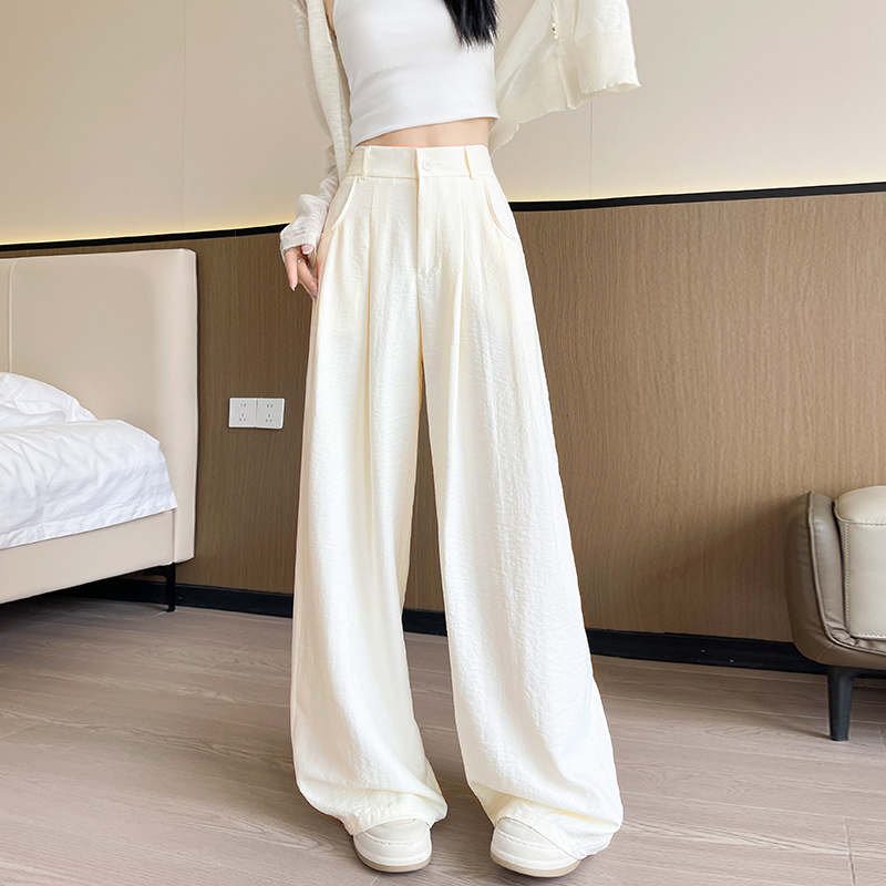 ストレートパンツ ワイドシルエット ドレープスラックス