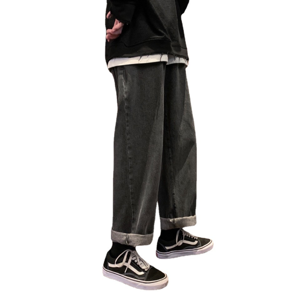 ストレートパンツ シンプルワイドストレートデニムパンツ