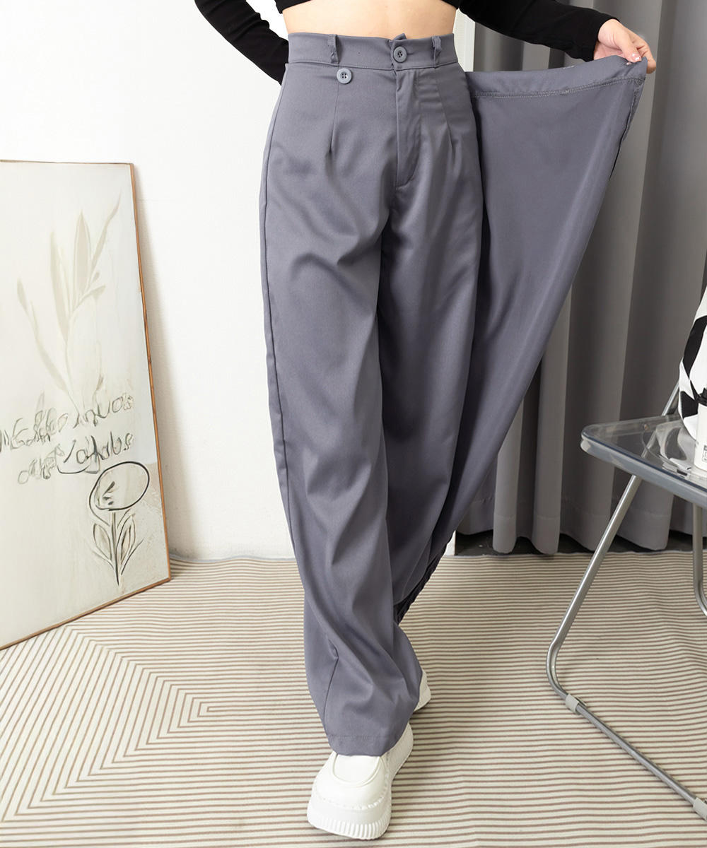 ストレートパンツ ウエストラップスラックスパンツレディース