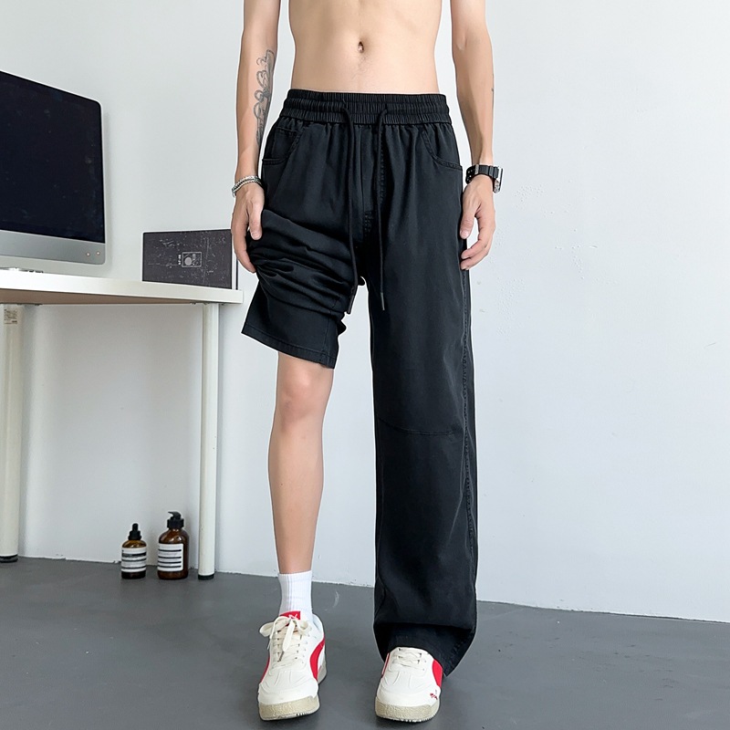 ストレートパンツ アシンメトリー切替デニムパンツ