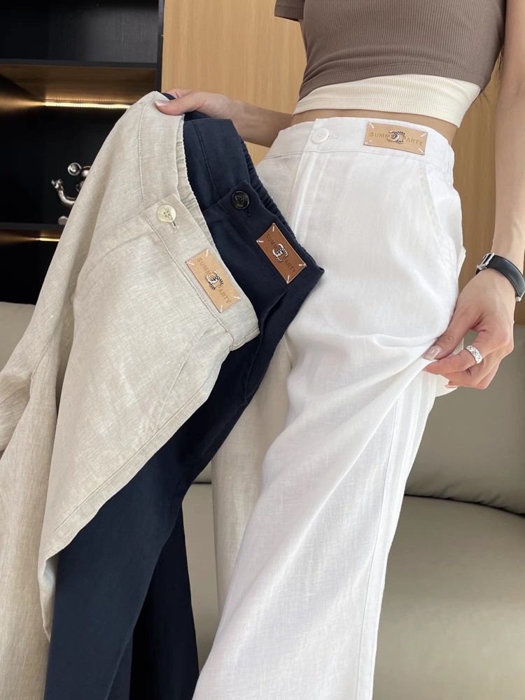 ストレートパンツ 涼やか麻素材のストレートパンツ