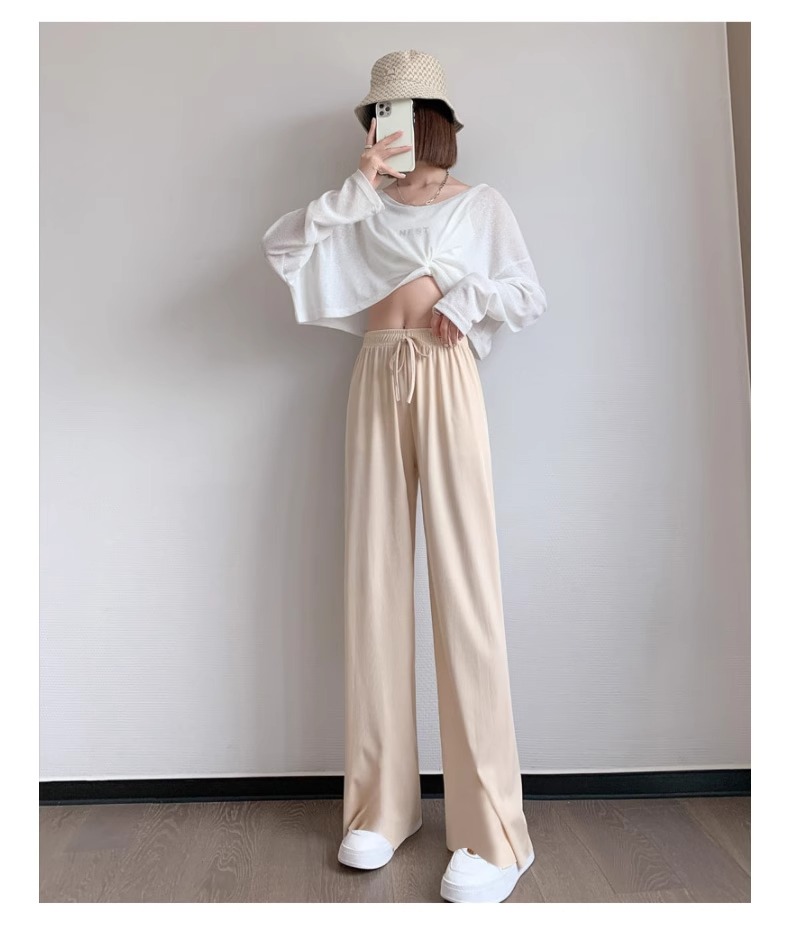 ストレートパンツ しなやかフロー ワイドスウェットパンツ