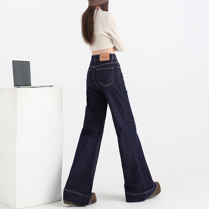 ストレートパンツ 高腰ワイドデニムスラックス