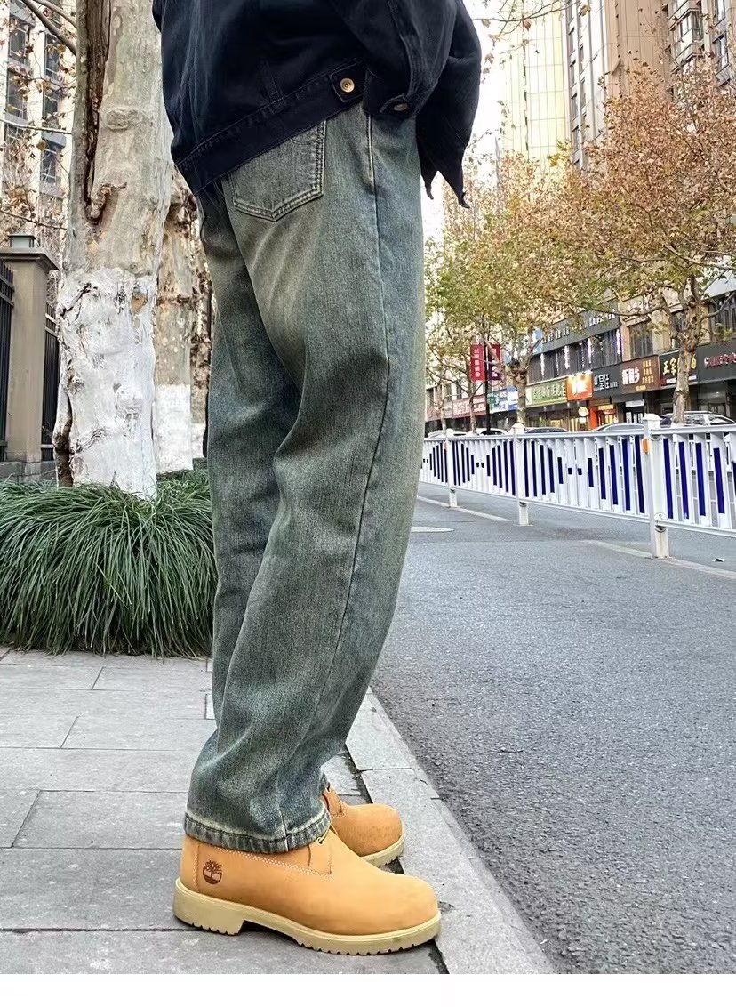 ストレートパンツ ヴィンテージ風ゆったりストレートデニム