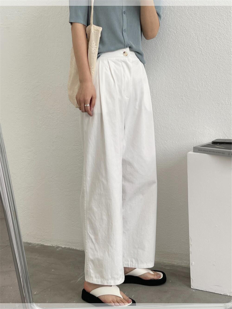 肌にやさしいコットン混ストレートパンツ