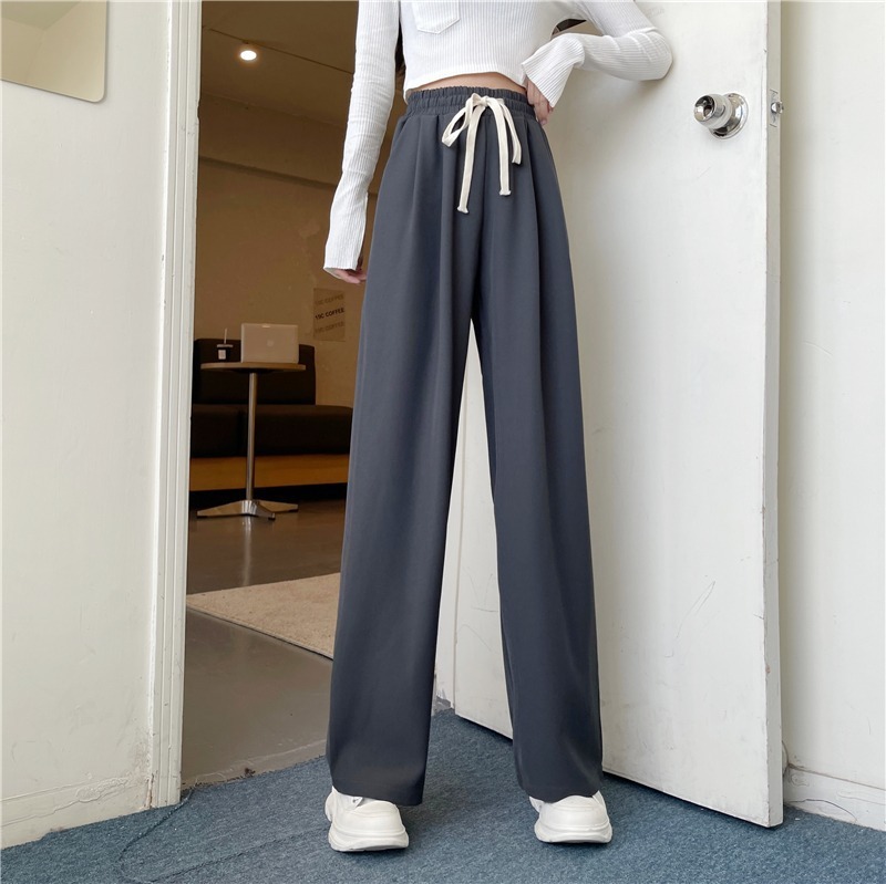 レディース ゴムウエスト ストレートパンツ 美脚 脚長効果