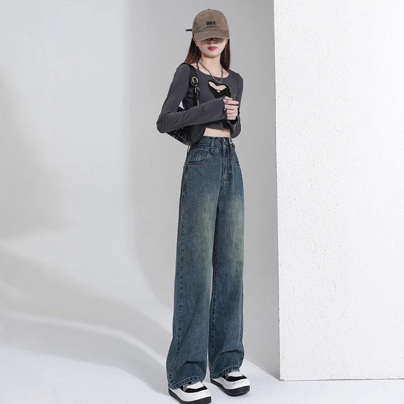 ストレートパンツ ゆったりシルエットワイドデニム
