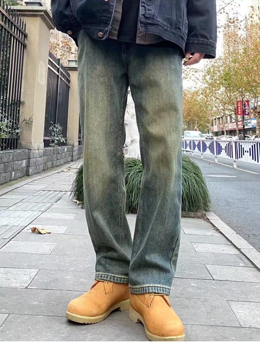 ストレートパンツ ヴィンテージ風ゆったりストレートデニム