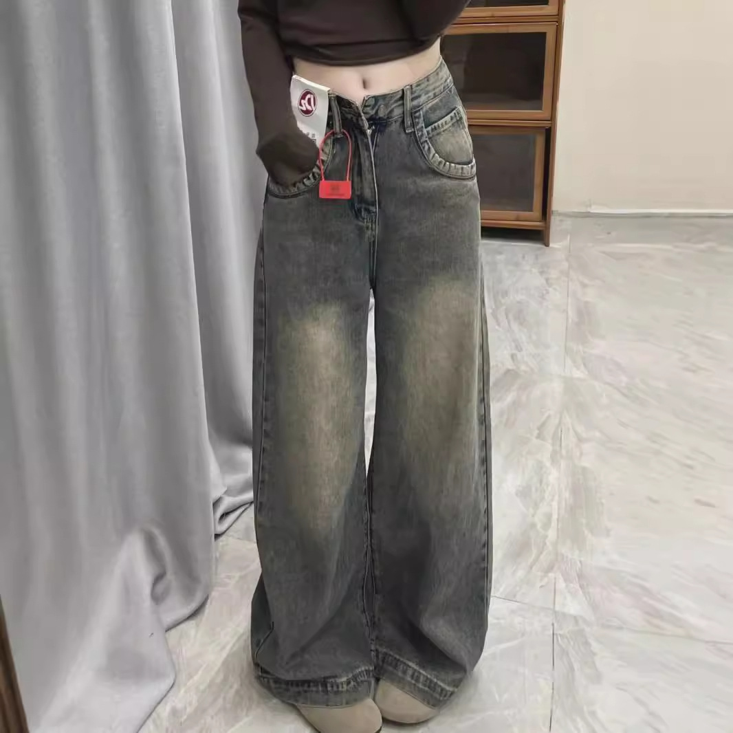 ストレートパンツ ヴィンテージ風ワイドストレートデニム