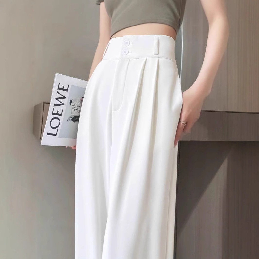 ストレートパンツ 高腰ストレートワイドスラックス