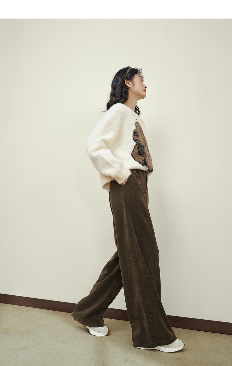 ストレートパンツ ゆったりコーデュロイワイドパンツ