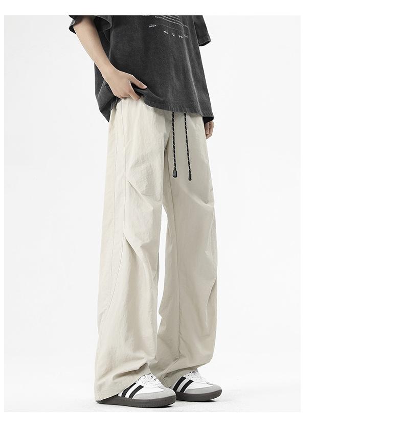 ストレートパンツ 紐付きゆったりカーゴパンツ