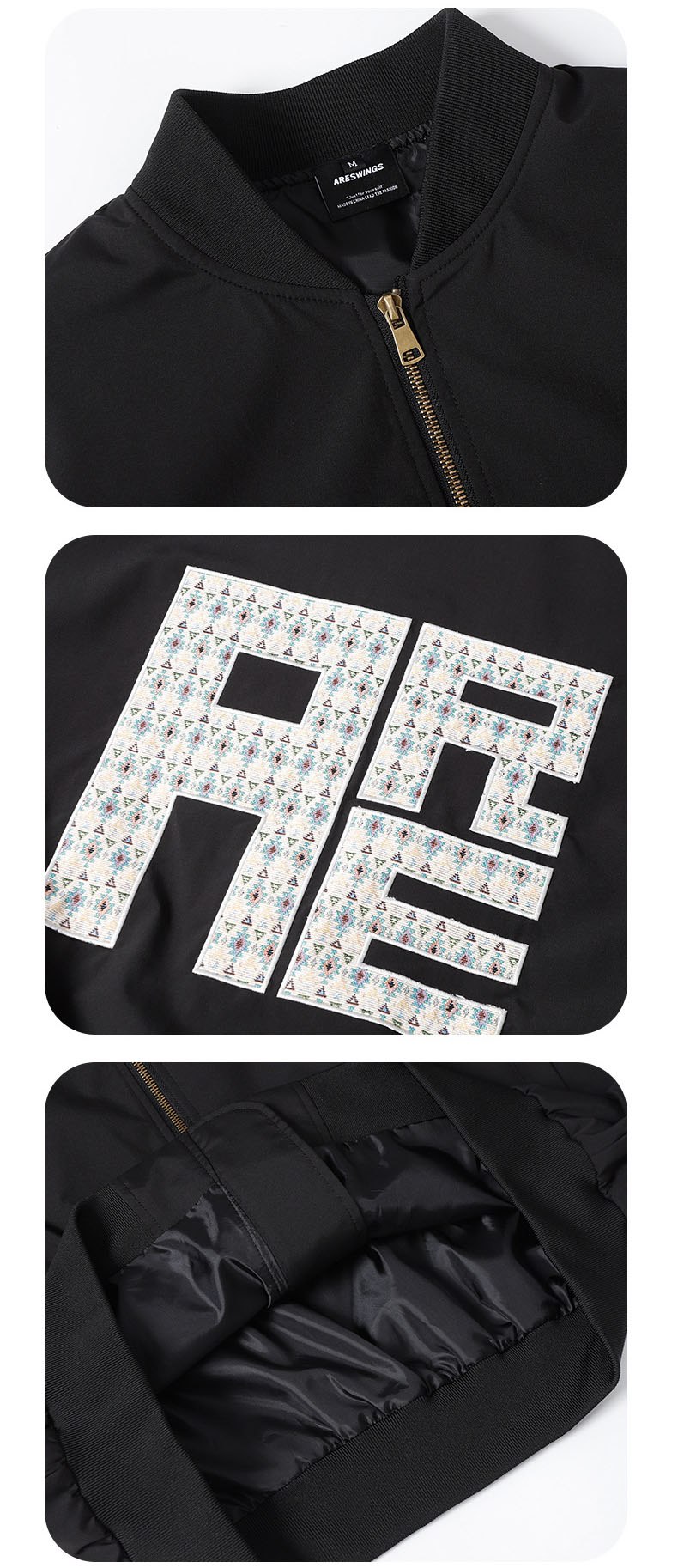 男女兼用文字刺繍中綿スタジャン