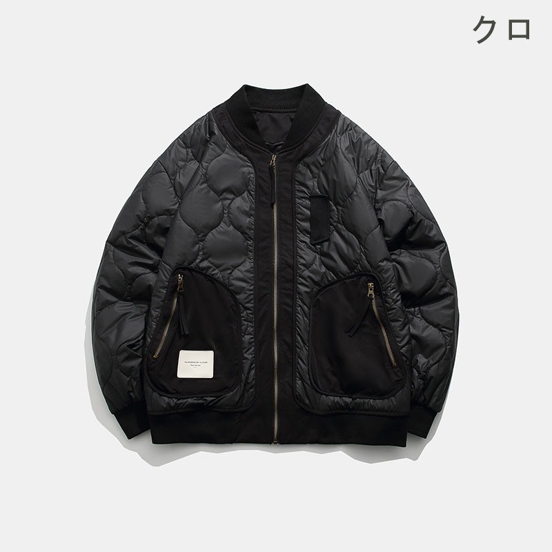 キルティング中綿スタジャン 男女兼用 秋冬 カーキグリーン