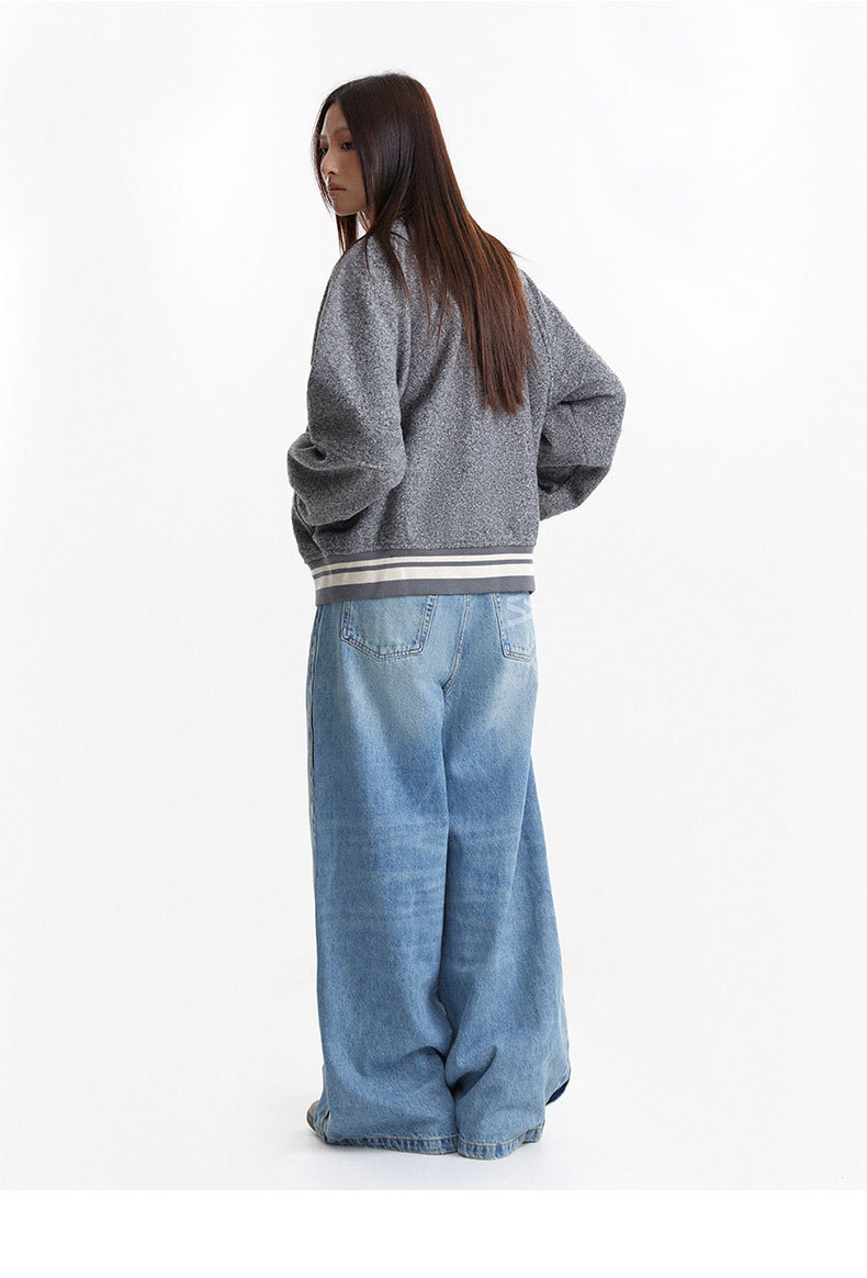 男女兼用スタジャン無地グレー秋冬アウター