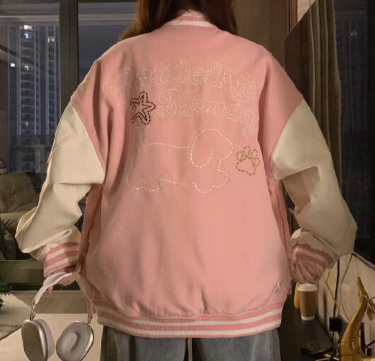 可愛い肉球柄スタジャン女の子向けアウター