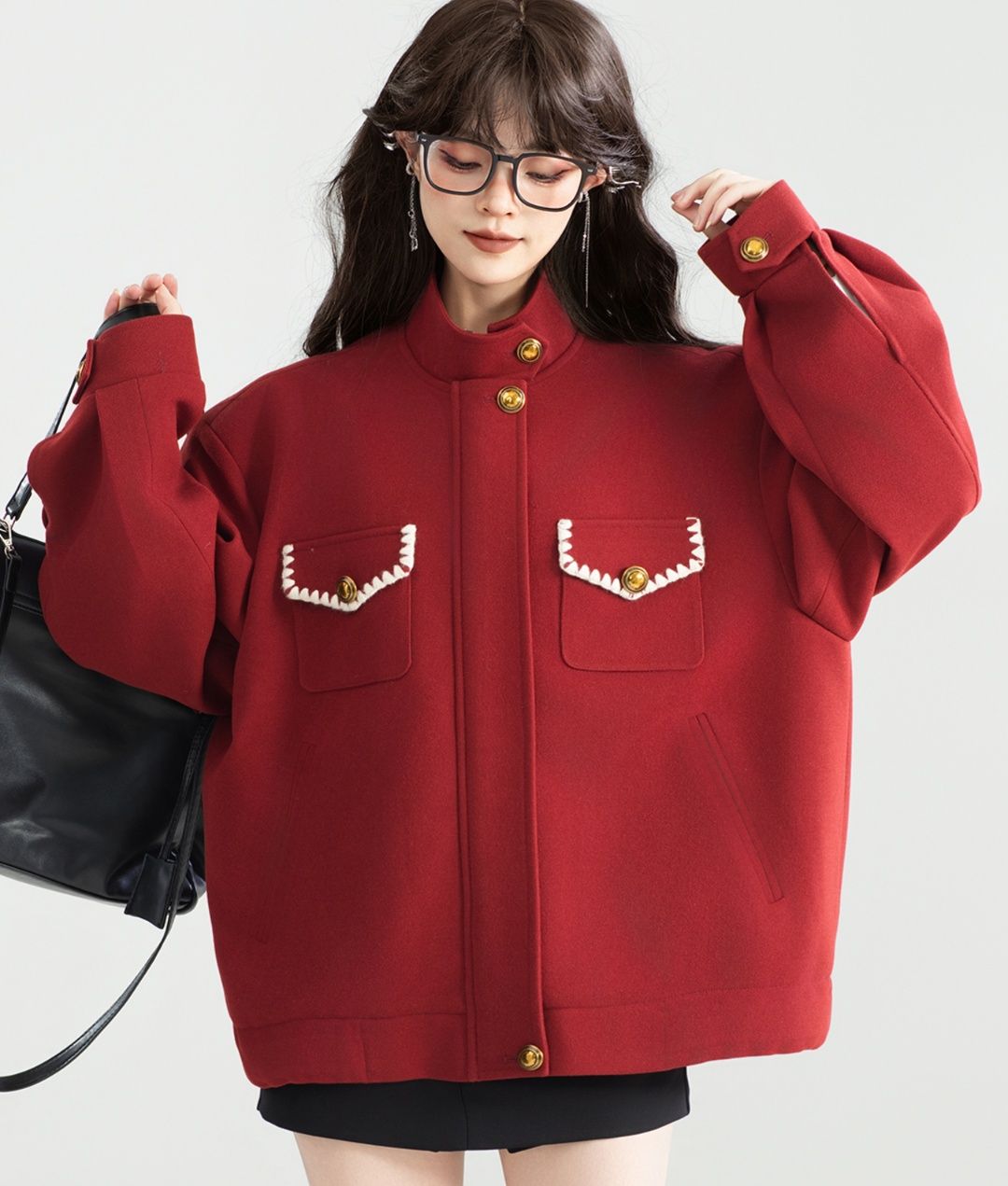 スタジャン 赤 優美なデザイン感溢れる短丈外套