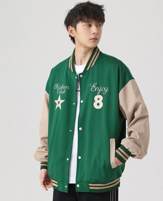 スタジャン 緑 青春ファッションスタジャン