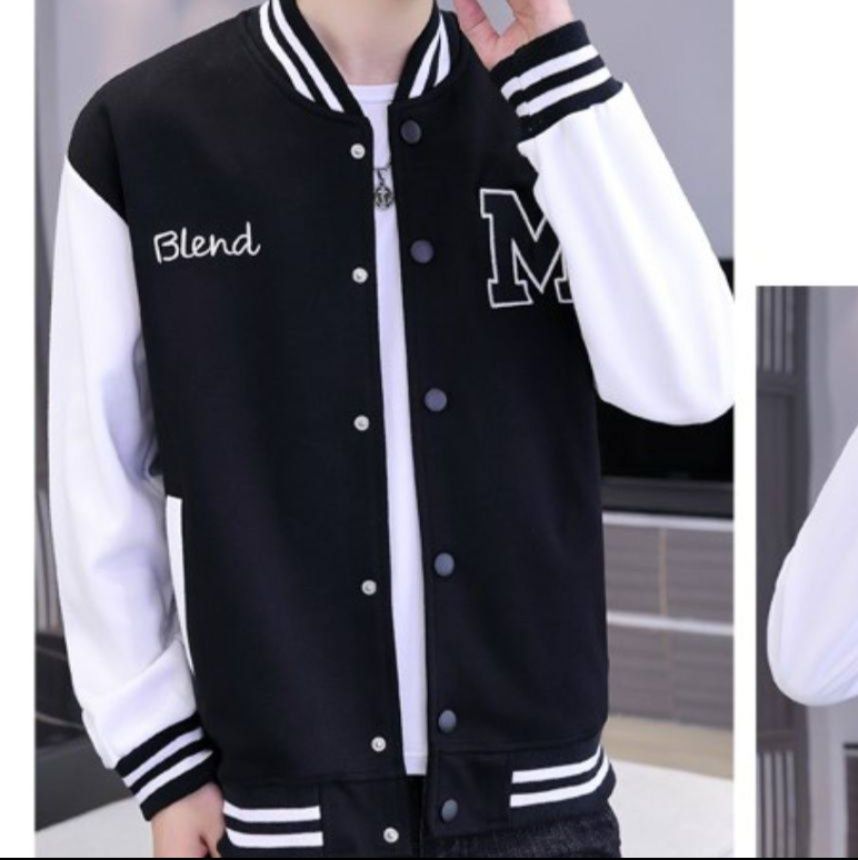 スタジャン 文字ワッペン付き配色切替スタジアムブルージャンパー