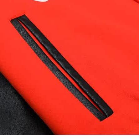 スタジャン赤 個性派刺繍デザイン切替袖スタジアムジャンパー