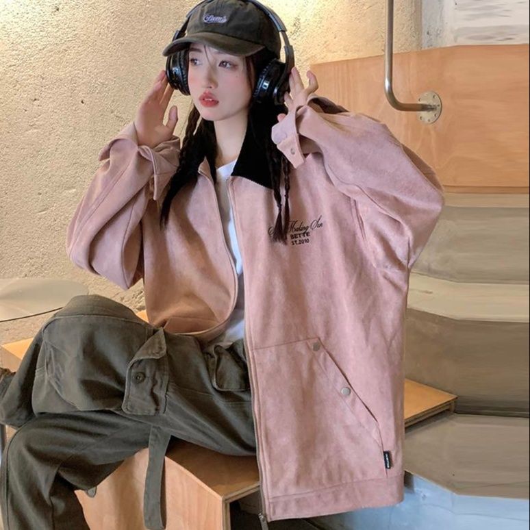 スタジャン ふわもこスエード調スタジャン