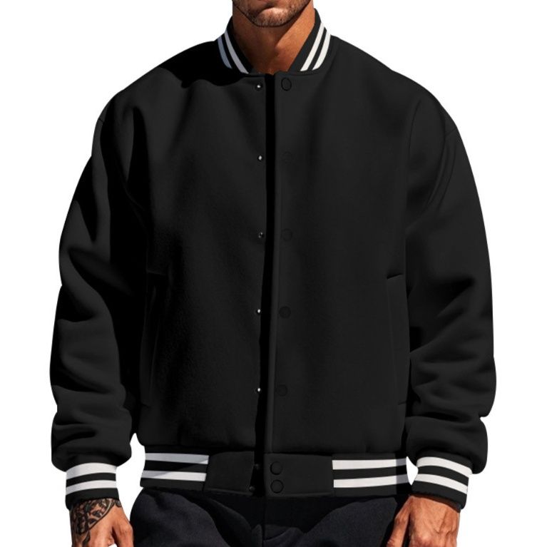 スタジャン 袖口ライン入り本格仕様青スタジアムジャンパー