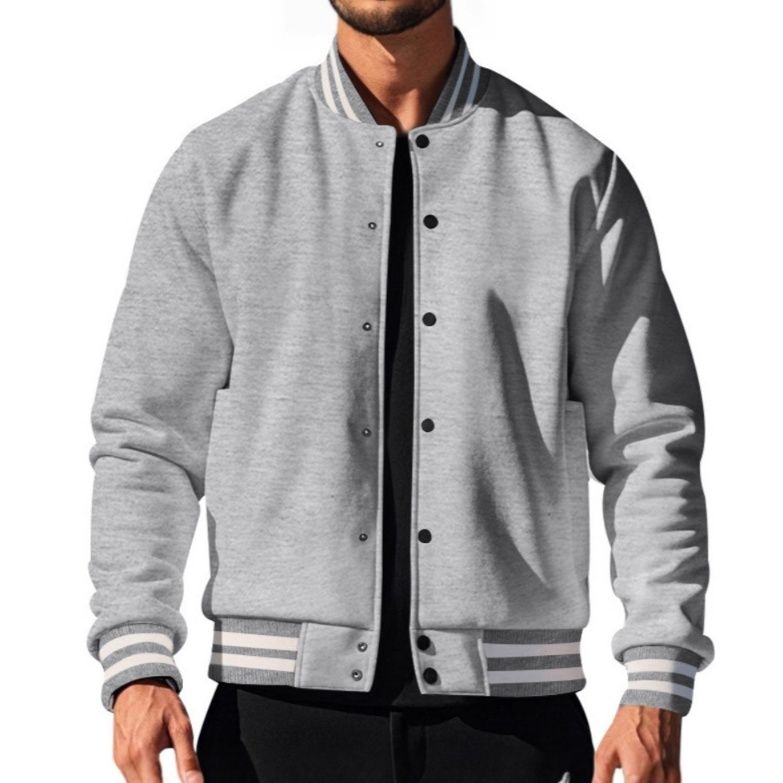 スタジャン 袖口ライン入り本格仕様青スタジアムジャンパー